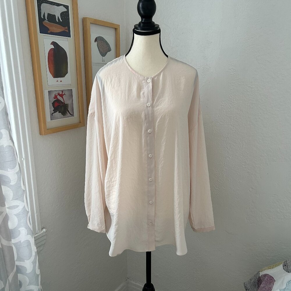 Elegant Pink Button-Down Blouse